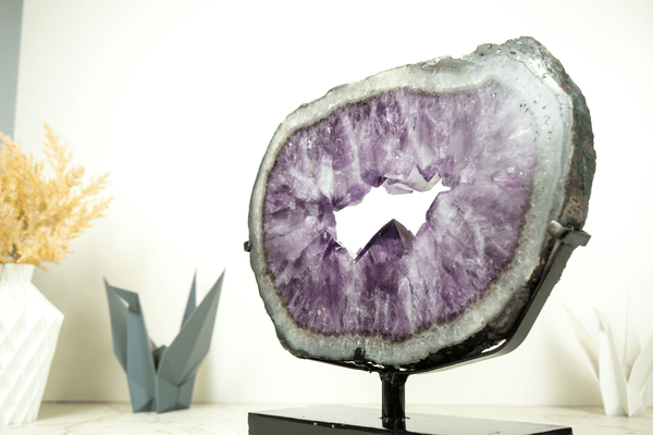 Increase Spiritual Connection with Lavender Amethyst Agate Geode - E2D Crystals & Minerals