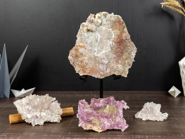 Improve your Home Decor with a Lavender Amethyst Druzy Flower Plate - E2D Crystals & Minerals