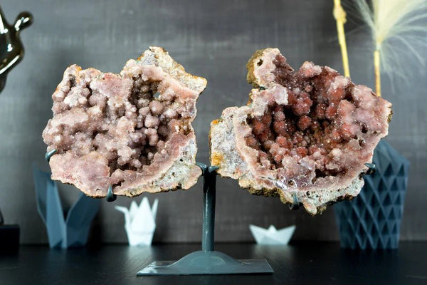 Add Positive Energy with Pink and Red Amethyst Geodes for Personal Space - E2D Crystals & Minerals