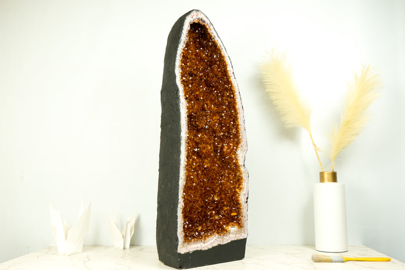 Citrine Cathedral Geode, AAA Quality, Deep Orange Cognac Citrine