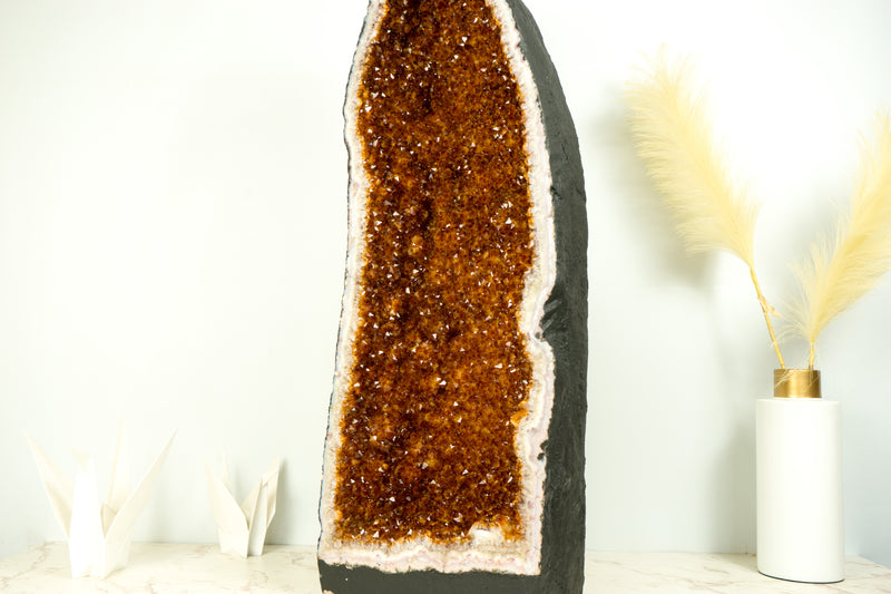 Citrine Cathedral Geode, AAA Quality, Deep Orange Cognac Citrine