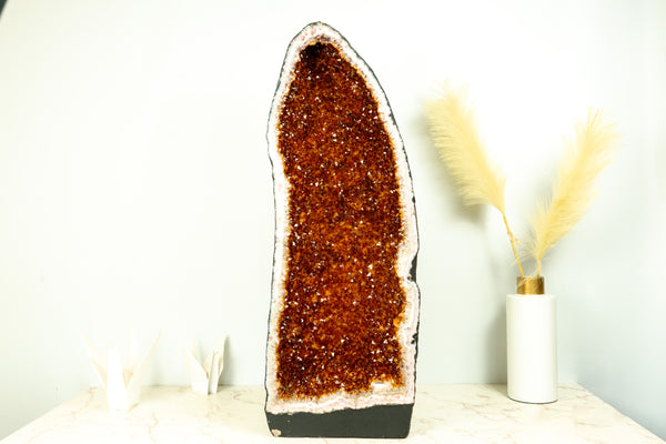 Citrine Cathedral Geode, AAA Quality, Deep Orange Cognac Citrine