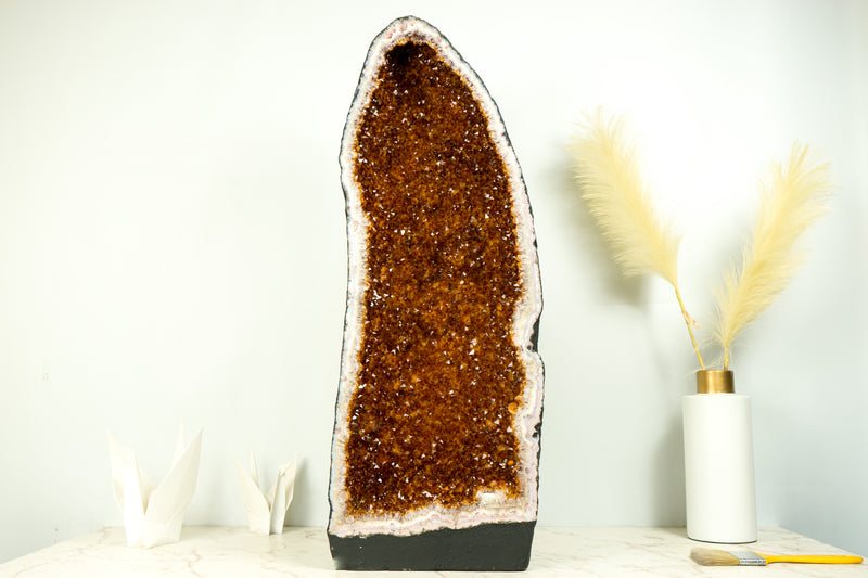 Citrine Cathedral Geode, AAA Quality, Deep Orange Cognac Citrine