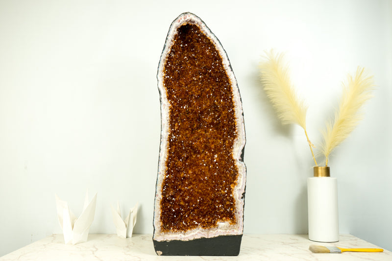 Citrine Cathedral Geode, AAA Quality, Deep Orange Cognac Citrine