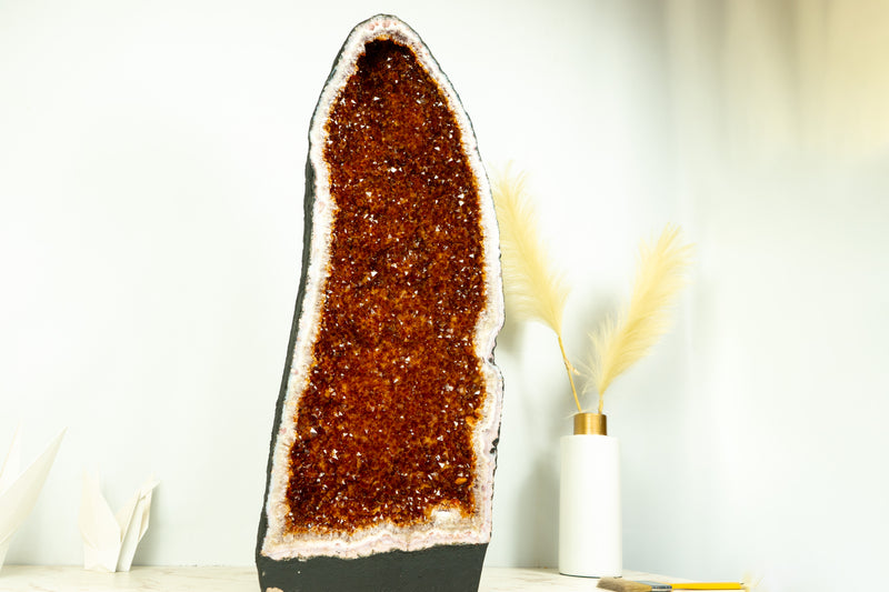 Citrine Cathedral Geode, AAA Quality, Deep Orange Cognac Citrine