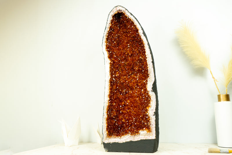 Citrine Cathedral Geode, AAA Quality, Deep Orange Cognac Citrine