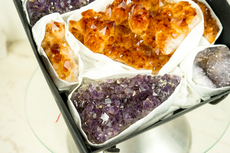 Mixed Citrine and Citrine Amethyst Flat Box, AAA-Grade Only and Rare Crystals