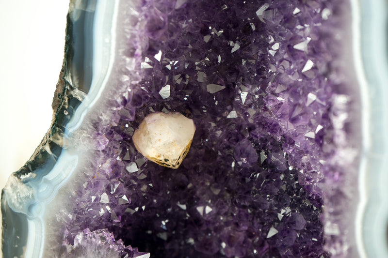 Rare Agate Geode Cathedral with White & Blue Agate Laces and Amethyst