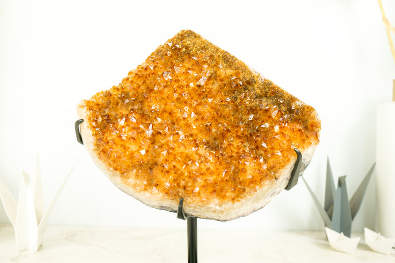 Natural Citrine Crystal Cluster with Sparkly Orange Citrine Druzy