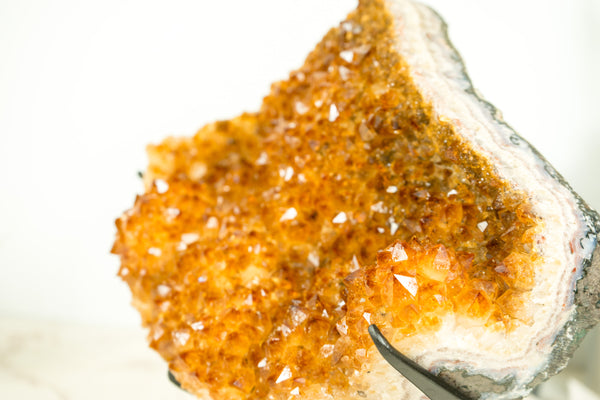 Natural Citrine Crystal Cluster with Sparkly Orange Citrine Druzy