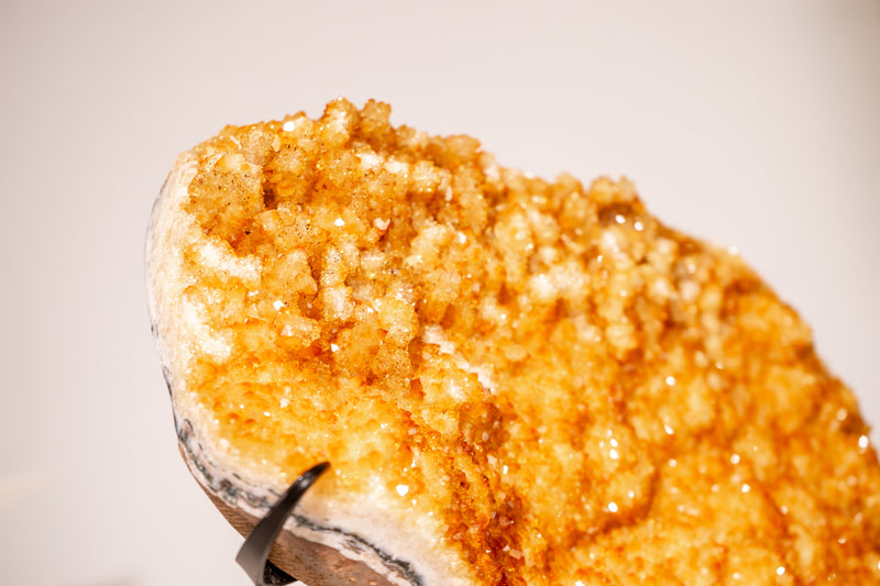 Golden Yellow Citrine Cluster with Small Natural Stalactites and Sparkly Druzy, on Stand - 4.1 Kg - 9 lb - E2D Crystals & Minerals