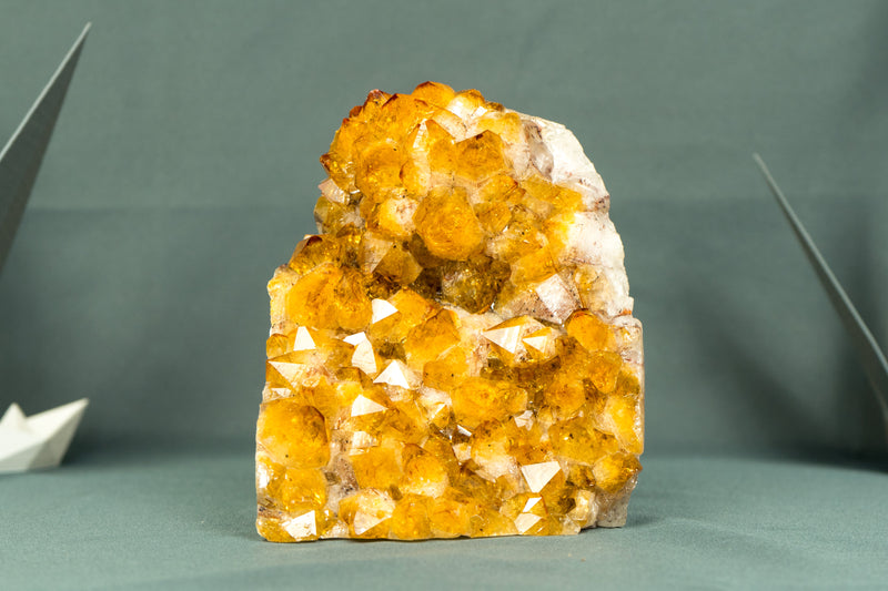 Small Golden Orange Citrine Cluster with Rare Flower Rosette, Self-Standing