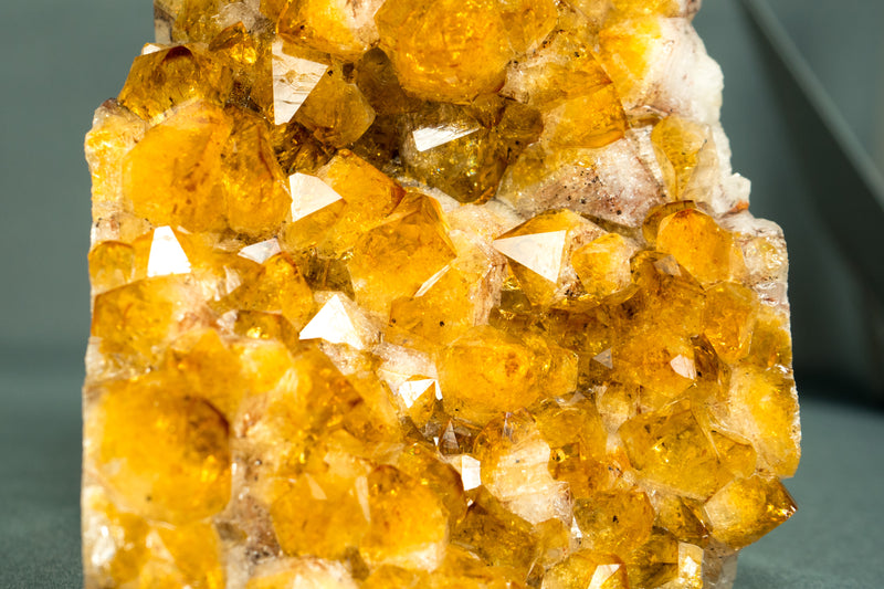 Small Golden Orange Citrine Cluster with Rare Flower Rosette, Self-Standing