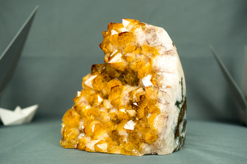 Small Golden Orange Citrine Cluster with Rare Flower Rosette, Self-Standing