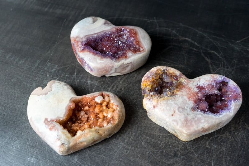 Wholesale Set of 3 High-Grade AAA Pink Amethyst Hearts