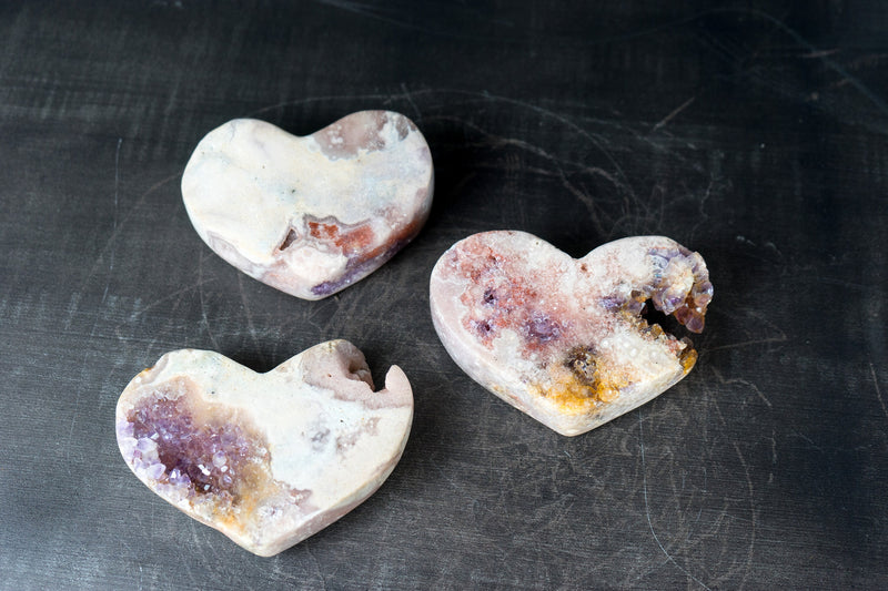 Wholesale Set of 3 High-Grade AAA Pink Amethyst Hearts