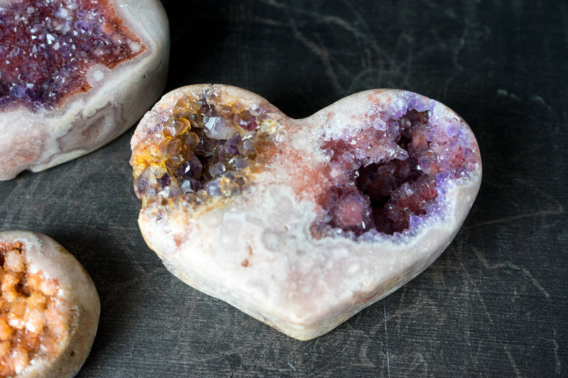 Wholesale Set of 3 High-Grade AAA Pink Amethyst Hearts