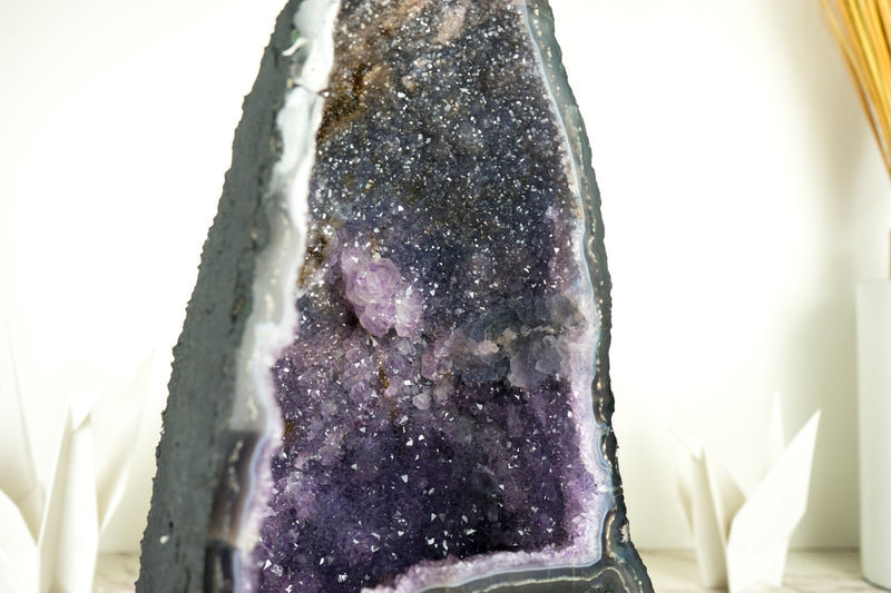 Natural Amethyst Geode with Blue Galaxy Amethyst and Lace Agate Matrix