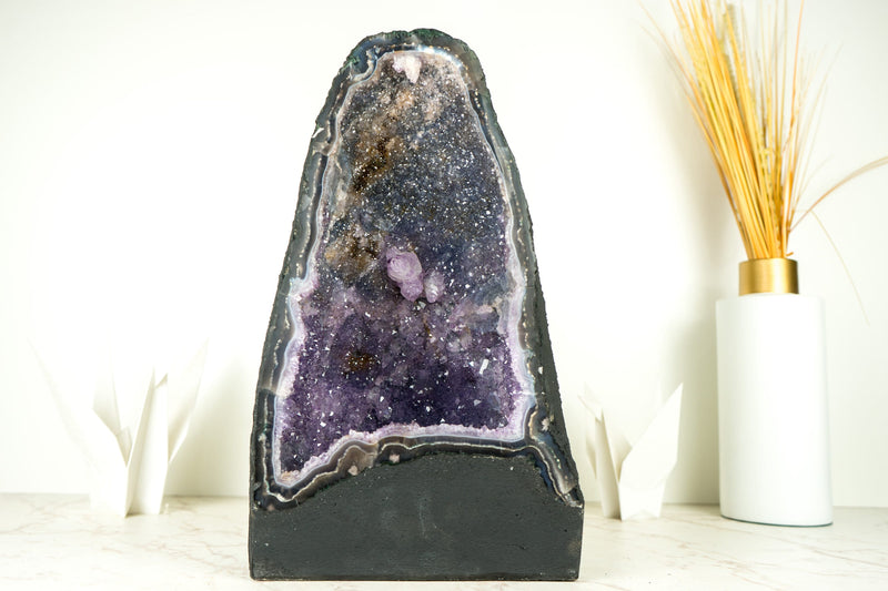 Natural Amethyst Geode with Blue Galaxy Amethyst and Lace Agate Matrix