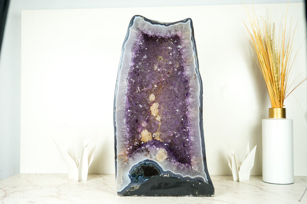 Large Amethyst Geode Cathedral with Shiny, Saturated Lavender Purple Amethyst and Polished Back