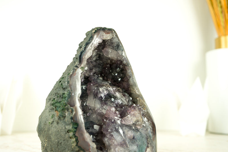 Small Natural Purple Amethyst Geode, Rare Amethyst with Rare Druzy Formation