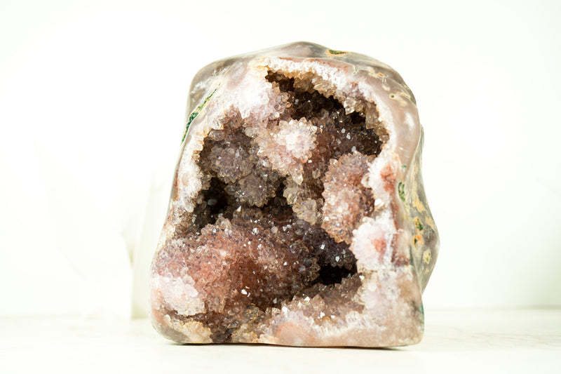 Rosa Amethyst-Geode mit Amethyst-Blüten-Druse