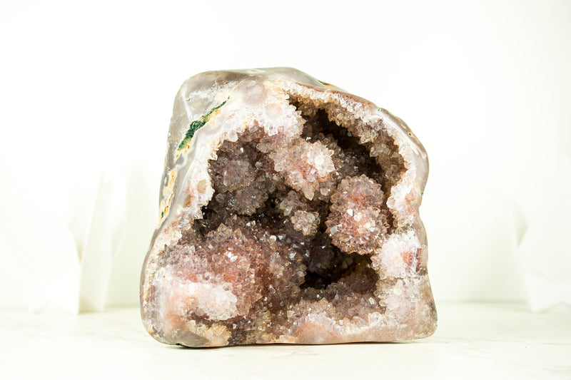 Rosa Amethyst-Geode mit Amethyst-Blüten-Druse