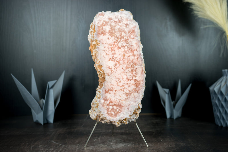 Pink Amethyst Geode Slab, Natural, with Red And Rose Quartz, Charcuterie Board