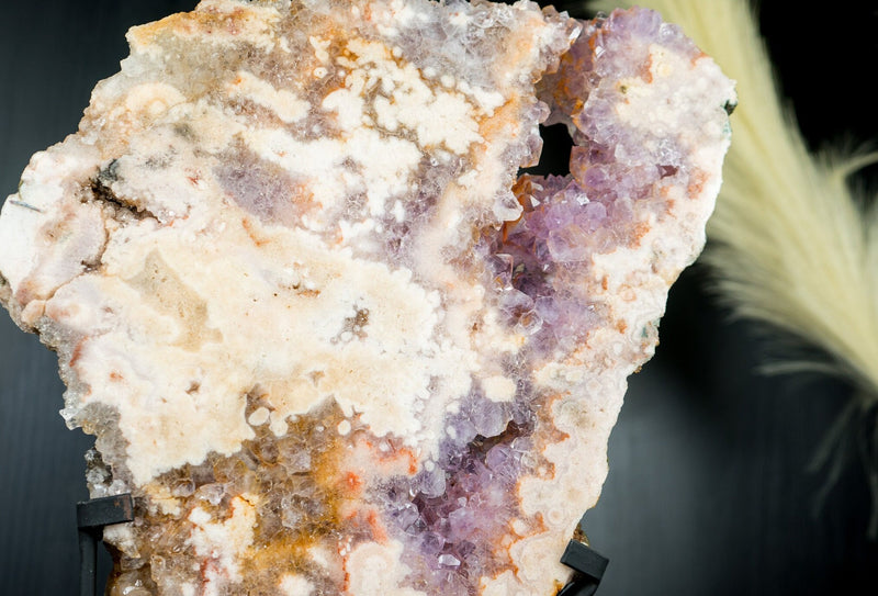 Pink Amethyst Geode Slab with Natural Rose and Purple Amethyst