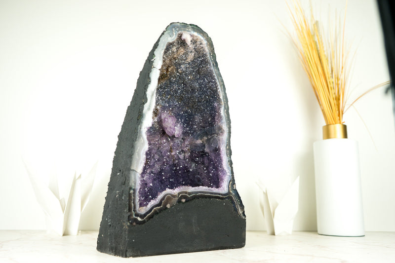 Natural Amethyst Geode with Blue Galaxy Amethyst and Lace Agate Matrix