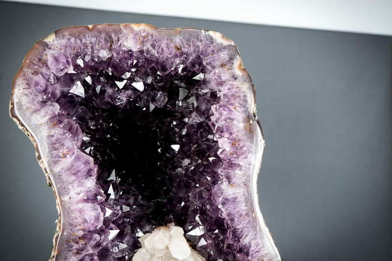 Spectacular Amethyst Geode with Large Dark Purple Amethyst and Gallery Calcite Flower, Statement Amethyst - 22.6 Kg - 50 lb - E2D Crystals & Minerals