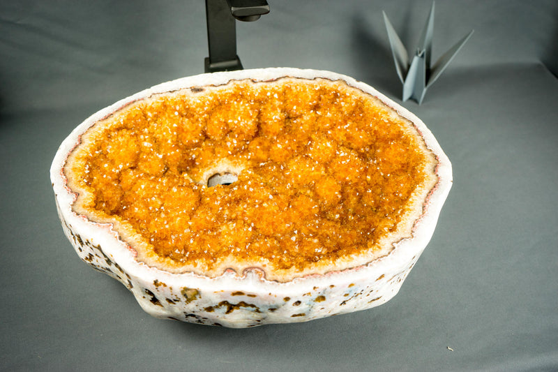 All - Natural Citrine Geode Sink with Druzy Crystals, Wash Basin, Handmade Luxury Stone Bathroom Decor - E2D Crystals & Minerals