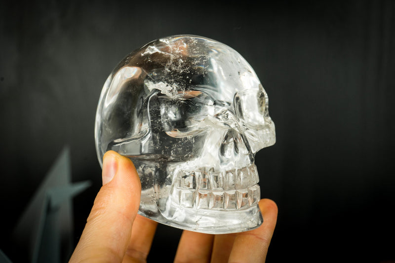 Human Crystal Skull Sculpted from a Natural, Crystal - Clear Diamantina Quartz - E2D Crystals & Minerals