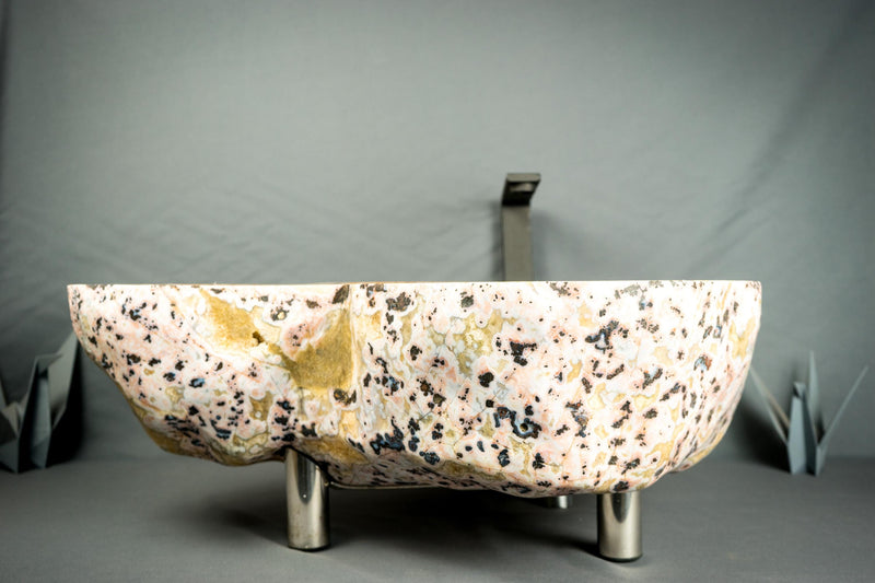 Natural Citrine Geode Sink with Druzy Crystals, Wash Basin, Luxury Stone Sink for Bathroom Decor - E2D Crystals & Minerals