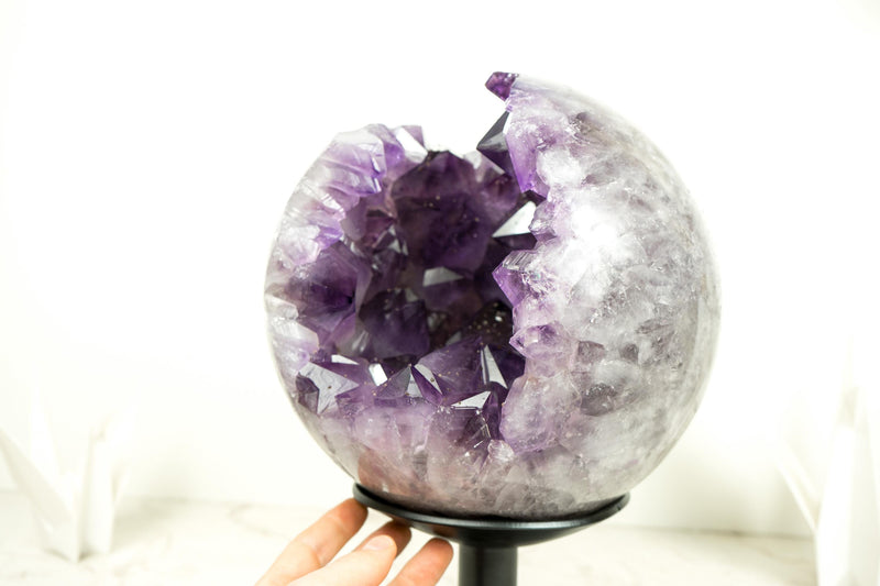 X - Large Amethyst Sphere with Deep Purple Amethyst, Large and Shiny Points - E2D Crystals & Minerals