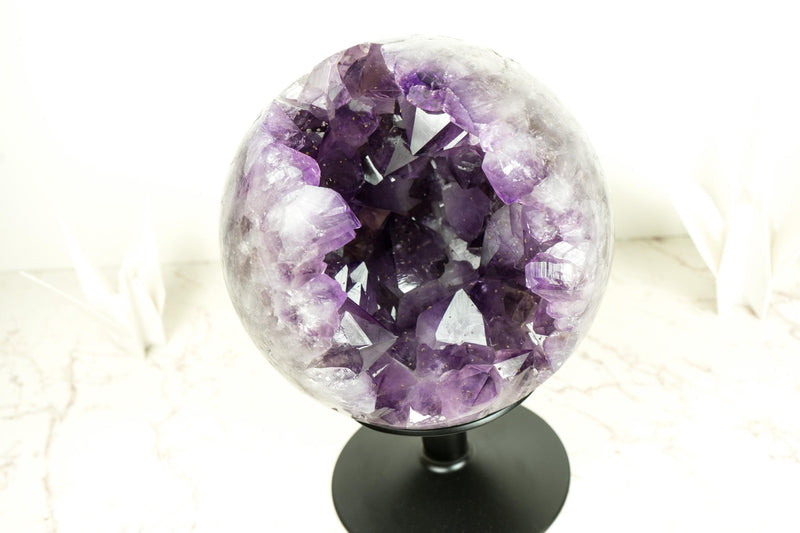 X - Large Amethyst Sphere with Deep Purple Amethyst, Large and Shiny Points - E2D Crystals & Minerals