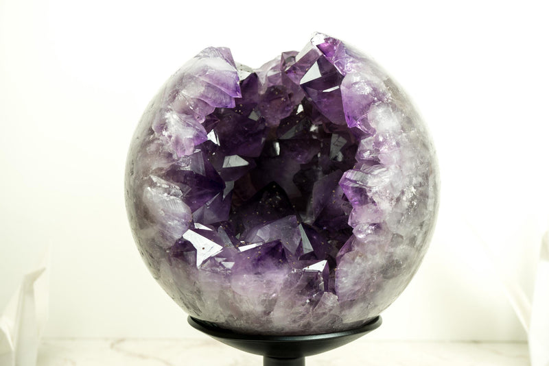 X - Large Amethyst Sphere with Deep Purple Amethyst, Large and Shiny Points - E2D Crystals & Minerals