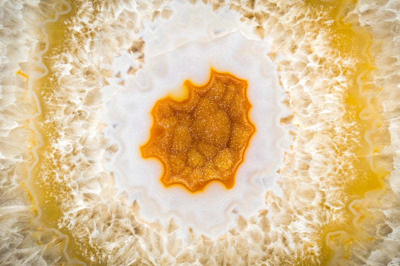 Rare Agate Geode Slice with Natural Orange Galaxy Druzy - E2D Crystals & Minerals