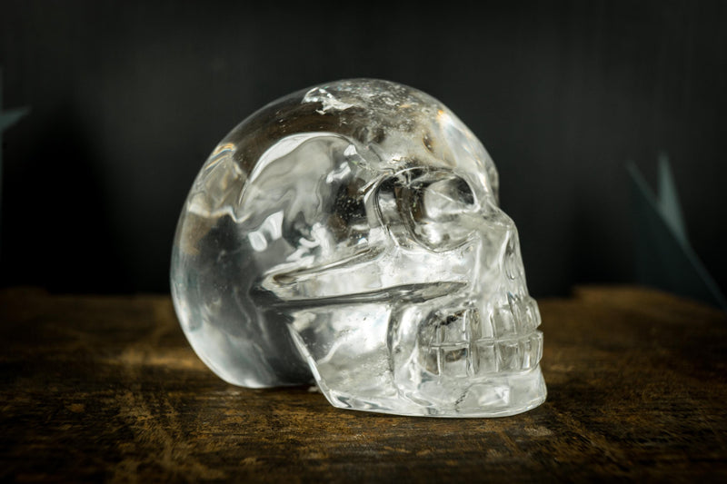 Human Crystal Skull Sculpted from a Natural, Crystal - Clear Diamantina Quartz - E2D Crystals & Minerals