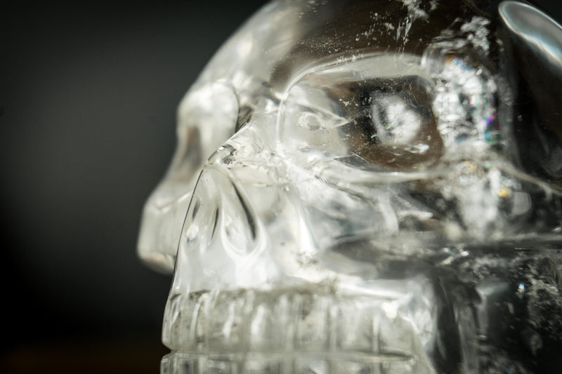 Human Crystal Skull Sculpted from a Natural, Crystal - Clear Diamantina Quartz - E2D Crystals & Minerals