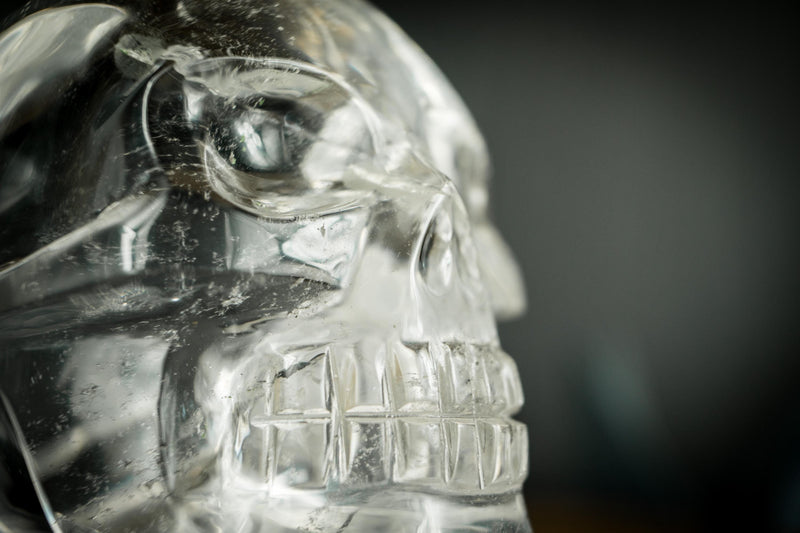 Human Crystal Skull Sculpted from a Natural, Crystal - Clear Diamantina Quartz - E2D Crystals & Minerals