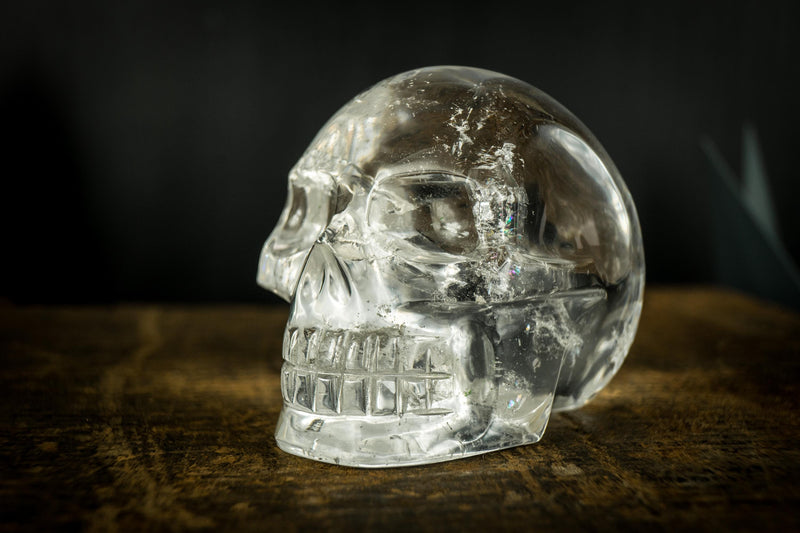 Human Crystal Skull Sculpted from a Natural, Crystal - Clear Diamantina Quartz - E2D Crystals & Minerals