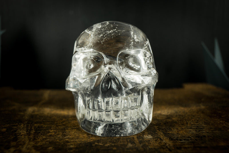 Human Crystal Skull Sculpted from a Natural, Crystal - Clear Diamantina Quartz - E2D Crystals & Minerals