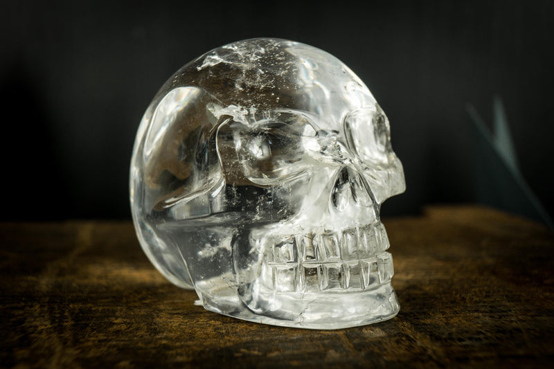 Human Crystal Skull Sculpted from a Natural, Crystal - Clear Diamantina Quartz - E2D Crystals & Minerals