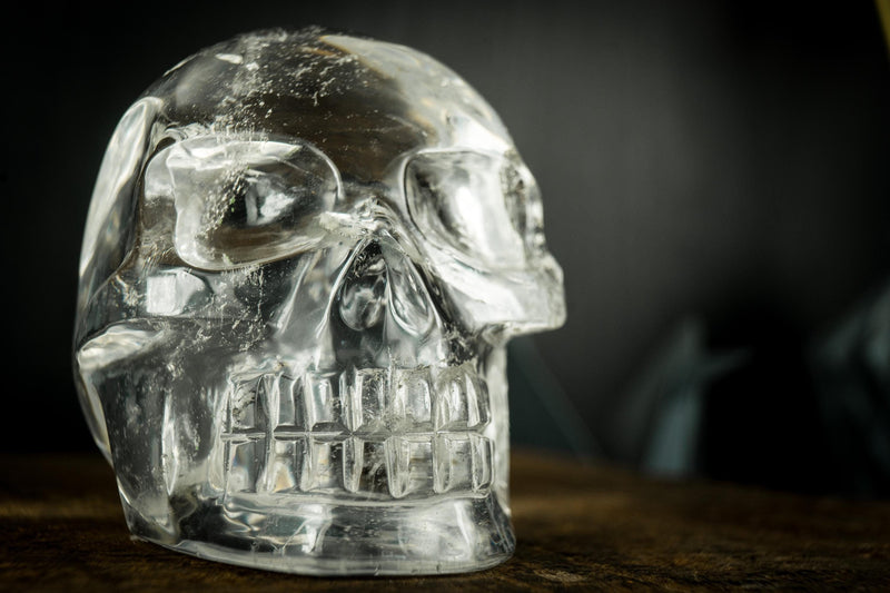 Human Crystal Skull Sculpted from a Natural, Crystal - Clear Diamantina Quartz - E2D Crystals & Minerals