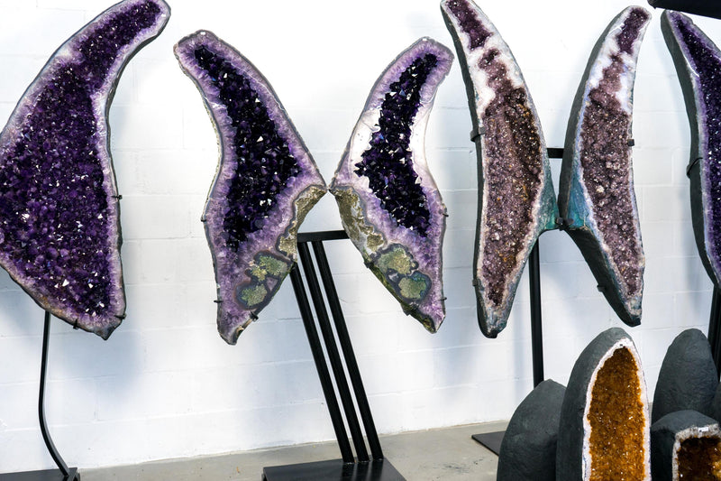 Superb X - Large Grape Jelly Purple Amethyst Geode Wings: A Collection - Grade Amethyst of Super Extra, AAA Grade - 5.9 Ft. Tall, 350 Lb. - E2D Crystals & Minerals