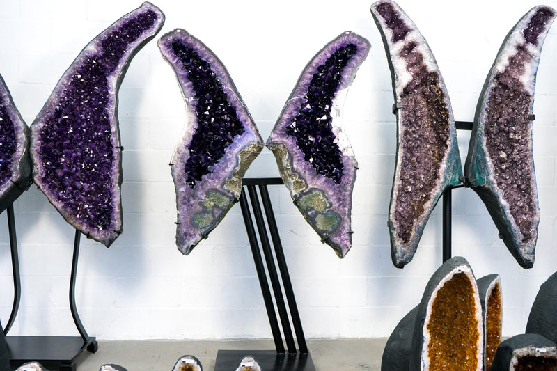 Superb X - Large Grape Jelly Purple Amethyst Geode Wings: A Collection - Grade Amethyst of Super Extra, AAA Grade - 5.9 Ft. Tall, 350 Lb. - E2D Crystals & Minerals