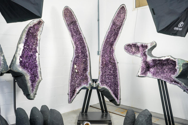 Gorgeous 7.4 Ft Tall Giant Amethyst Cathedrals – XX - Large Amethyst Geode Wings, Luxury Home Decor - 520 Lb. - E2D Crystals & Minerals