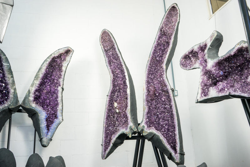 Gorgeous 7.4 Ft Tall Giant Amethyst Cathedrals – XX - Large Amethyst Geode Wings, Luxury Home Decor - 520 Lb. - E2D Crystals & Minerals