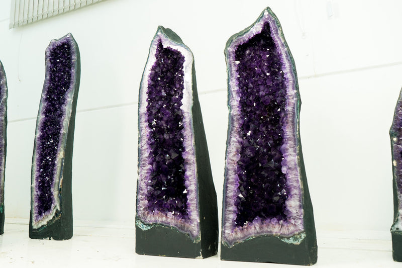 Pair of AAA Amethyst Cathedral Geodes, Violet Purple with Large Amethyst Druzy, Luxurious Large Natural Crystal - 3.71 Ft. Tall & 588 lbs. - E2D Crystals & Minerals